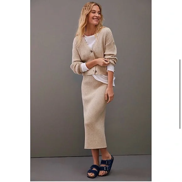 Anthropologie Saturday Sunday Niza Knit Cardigan tan - Picture 3 of 4